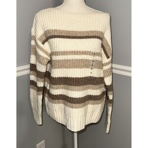 New Old Navy Sweater Womens Size M Striped Boat Neck Knit Stretch Breathable